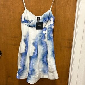 432. Muse Blue and White Tie-Dye Mini Dress